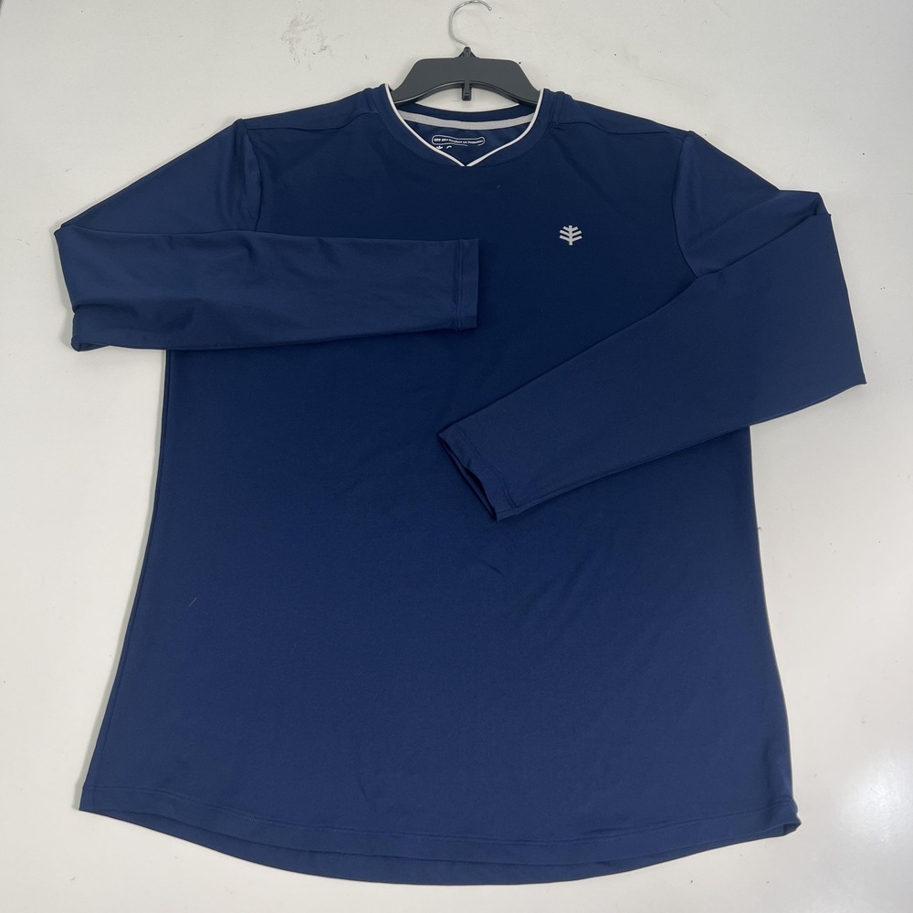 Coolibar Shirt Mens Medium Blue Tiebreaker UPF 50+ Long Sleeve Sun Tee